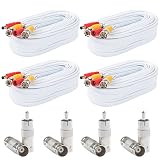 Postta BNC Video Power Cable (4 Pack 25 Feet) Pre-Made All-in-One Video Security Camera Cable Wire with Eight Connectors for CCTV DVR Surveillance System
