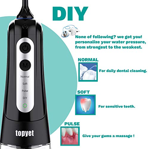 Topyet Water Flossers for Teeth,Gums, Braces Flossers with 4 Tips
