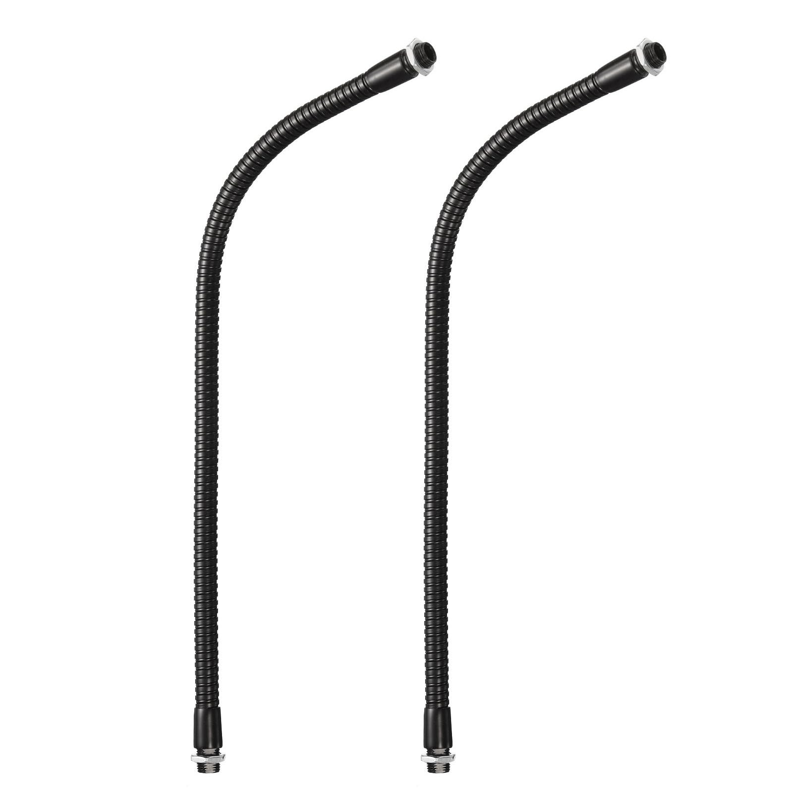 PATIKIL 14" Universal Gooseneck Hose, 2pcs M10 Fine Thread Bendable Metal Hose Flexible Arm Tube Extension for Lamp DIY Equipment, Black