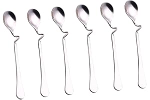 DOITOOL 6pcs Stainless Steel Curved Stirring Spoons for Coffee Long Handle Mixing Spoon Ergonomic Grip