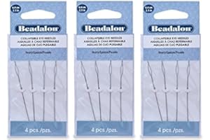 3 Packs - Beadalon Collapsible Eye Needles 2.5" Heavy - 4pcs/pk - Total 12 Needles (in Rigid Pak TM Mailer)