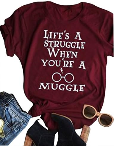Women Short Sleeve Casual T-Shirt Funny Life Letter Print Tee Tops Novelty Vintage Graphic T Shirts Blouse