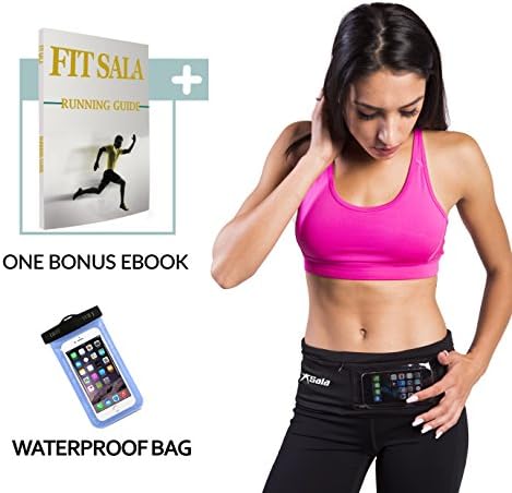 Running Belt Waist Packs with zipper easy to use | Runners Belt designed with 2-in-1 colors for iPhone and all Smartphones | 2 Bonuses: Guide to Running &amp; Waterproof Phone case (XS-XL)