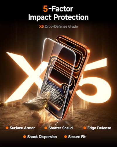SMARTDEVIL 2 Pack for iPhone 17 Pro Max Screen Protector, 9H Hardness Military Grade Shatterproof, HD Clear Tempered Glass with Auto Dust-Elimination, Bubble Free, Easy Installation, Case Friendly