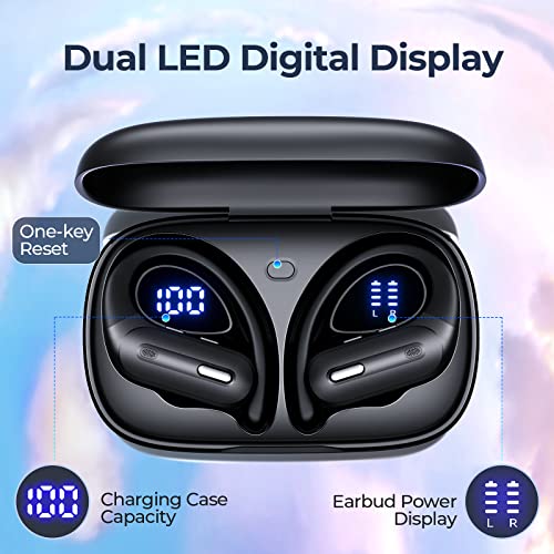 GNMN Active Noise Cancelling Ear Buds Wireless Earbuds Bluetooth 5.3 Headphones 90H Playtime Power Display Case Hi-Fi Stereo Bass Over-Ear Earphones with Waterproof ANC Transparency for Gym/Workout