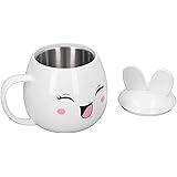 Electric Water Cup, 280ml Electric Heated Mug Stainless Steel Face Pattern for Water Coffee Milk Tea for Home School Office(S