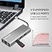 USB C Hub, USB C Adapter, Queretek Type C Adapter 7-in-1 with PD Power Delivery, SD Card Reader, 4K USB C to HDMI, 3 USB 3.0 Ports for MacBook, Google Chromebook, Surface Book – Space Gray
