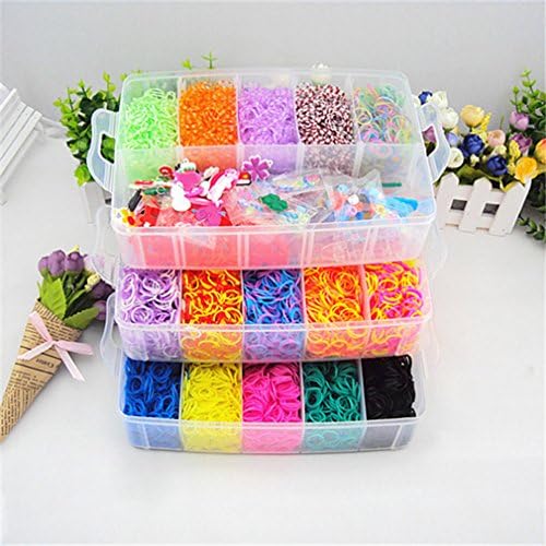 Calababy Colorful Loom Kit-15000 Rubber Bands,25 Colors,1 Loom,40 Charms,1 Crochet,2 Rubber band braids,9 Packs S Clips, 5 Packs Beads,6 Small Hook