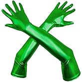 Aniler Men's and Women's 22'' Length Shiny Metallic Party Costume Long Gloves-Long Wet Look Gloves