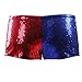 HDE Women's Red and Blue Metallic Sequin Booty Shorts for Harley Misfit Halloween Costume