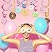 CC HOME 15Pack Donut Cake Hanging Swirls Doughnut Dessert Ceiling Streamer Birthday Party Decorations Donut Themed Party Favors for Holiday Baby Shower Home Decoration Party Supplies