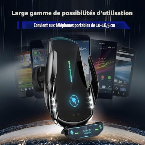 15W Qi Car Induction Charger,Wireless Car Charger Fast Automatic Clamping Door Air Outlet Clip Car Mount for iPhone Samsung…