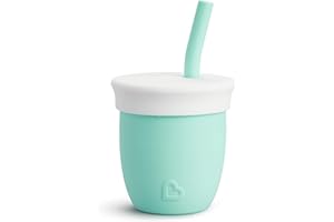 Munchkin C’est Silicone! Open Training Cup with Straw for Babies and Toddlers, 4 Ounce, Mint