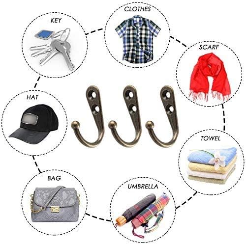 Namvo 20 Pieces Large Coat Hooks Wall Single Mounted Hook Hangers with 40 Pieces Screws,Perfect Use in Bedroom Bathroom Kitchen Green Bronze - Image 4