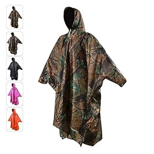 REDCAMP Rain Poncho for Adult, Plus Size Rain Coat with Hoods and Sleeves for Men Women Camping Hiking Cycling
