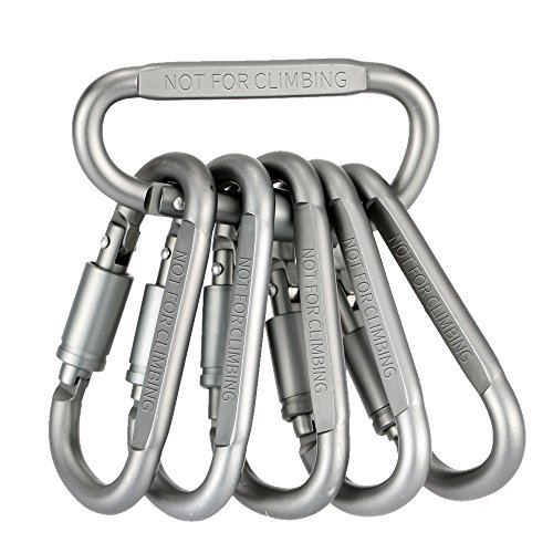 Aluminum Carabiner Keychain D-ring Locking Carabiner Hook Lock Key Chain for Camping Hiking Fishing Traveling Outdoor Titanium Edc Gear (6 Count)