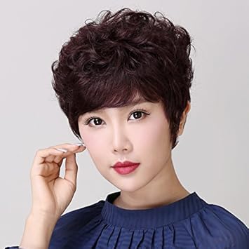 Amazon Com Ms Real Hair Wig Short Hair Fluffy Fashion Models