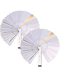 Hotop. 2 paquetes de 32 cuchillas de acero, juego de galgas duales, medición métrica e imperial. Herramienta de medición.