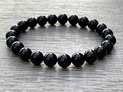 Black Obsidian Crystal Bead Bracelet 8mm, Wholesale