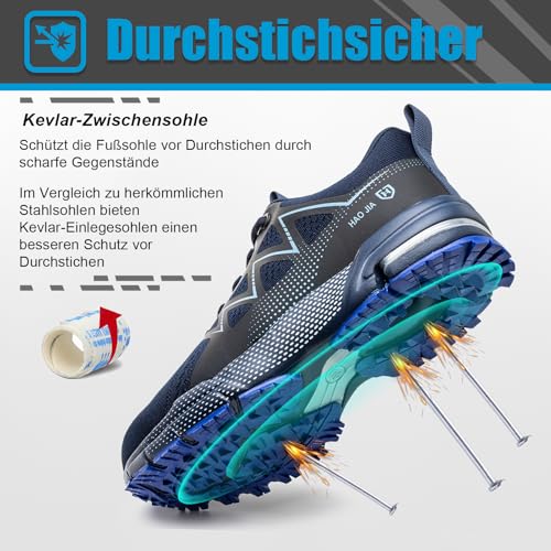 Safety Shoes for Men Women Non-Slip Work Sneakers Lightweight Comfortable Breathable Safety Footwear with Steel Toe
