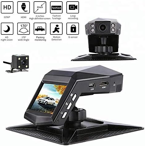 Dash Cam FHD 1080P Front and Rear On Dash Camera for Car 2" Near 360° Dual Car Dashboard Camera w/Parking Mode, HDR Night Vision, Motion Detection, Loop Recording for Taxi Uber [Energy Class A]