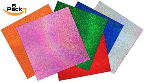 Craftopia 12"x12" Glitter Sparkles Self Adhesive Craft Vinyl Sheets (6 Pack) | for Cricut Expression Explore Silhouette Cameo Vinyl Cutters | Adhesive Backed for Decals-Stickers-Decorations-Signs