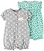 Carter's Baby Girls' 2-Pack Romper, Mint Floral/Grey Rainbow, 3 Months