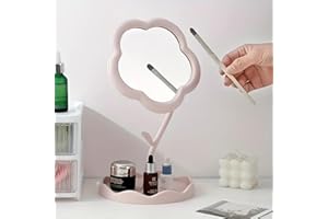1pc Boxed Trumpet Flower-Shaped Cosmetic Mirror with high-Definition Glass and Adjustable Bracket-Very Suitable for Dressing 