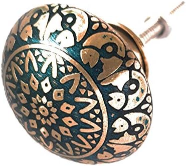 French Furniture Fittings Set of 6 Brass Fish Knobs, Turquoise Kitchen Cabinet Pull knobs, Cupboard, Chest, Furniture
