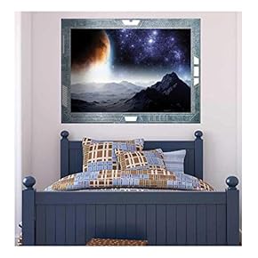 Wall26 - Science Fiction ViewPort - Decal - A Gloomy and Ominous View of the Planets - Wall Mural, Removable Sticker, Home Decor - 24x32 inches