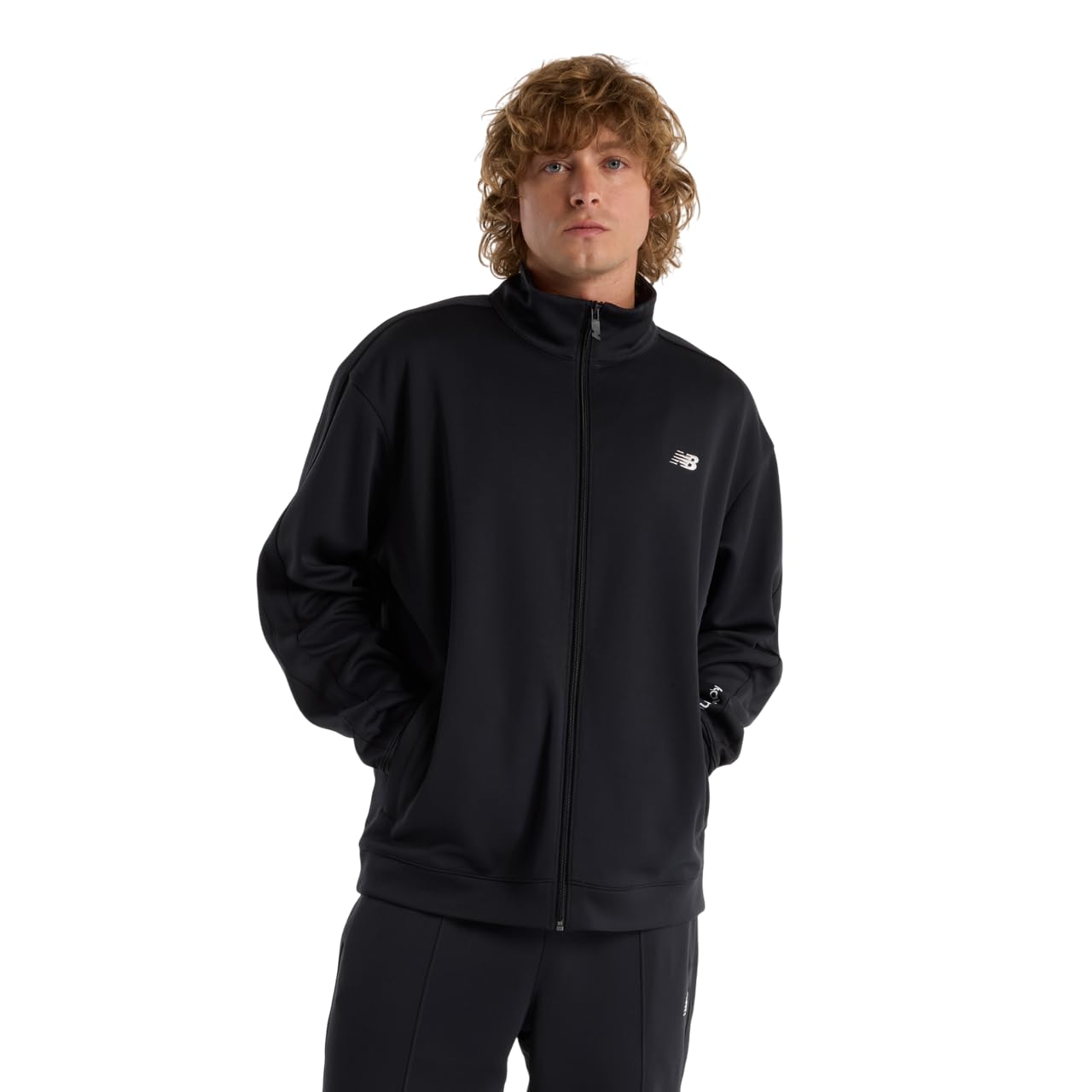 New Balance AMJ51503 Men's Knit Track Jacket, Jersey, Club Activity, Sweat Absorbent, Quick Drying, Training Wear