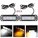 Favson 4 LED Strobe Lights for Trucks Cars Van with High Intensity White&Yellow Emergency Flasher (2pcs)