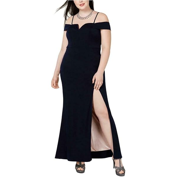 Amazon.com: City Studio Womens Plus Off-The-Shoulder V-Neck Evening Dress  Navy 18W : Clothing, Shoes & Jewelry