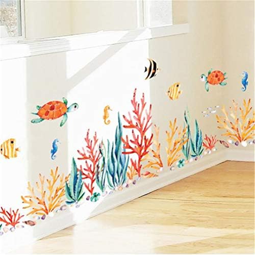 EWQHD Cartoon Animal Fish Seaweed and Houses Castle Wall Sticker Kids Room Living Room Bedroom Background Home Decor Vinyl Sticker,H