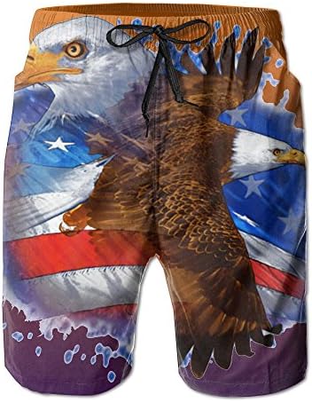 JINYOUR Blue Flag Eagle Men's Quick Dry Swim Trunks Beach Shorts Boardshorts