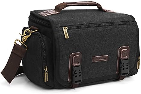 Amzbag Camera Bag DSLR Camera Messenger Bag Case with Shoulder Strap Carrying Shoulder Bag for DSLR, Coolpix, Powershot, Mirrorless, Compact Cameras and Lenses (Black)