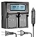Neewer Dual LCD Battery Charger for Nikon EN-EL14 Batteries Compatible with Nikon D5300 D5200 D5100 D3100 D3200 D3300 P7100 P7000 P7700 DSLR(US Plug + EU Plug + Car Charger Adapter)