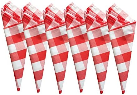 Topmodehome Gingham Plaid Check Cotton Cloth Napkins Set for Daily Family Dinners Hotel Holiday Farmhouse Table Decor (20''x20'', Pack of 6 Napkins)