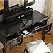 Tribesigns Vanity Makeup Table Set, French Vintage Vanity Dressing Table Set with 3 Tri Mirror and Stool Bedroom, Black