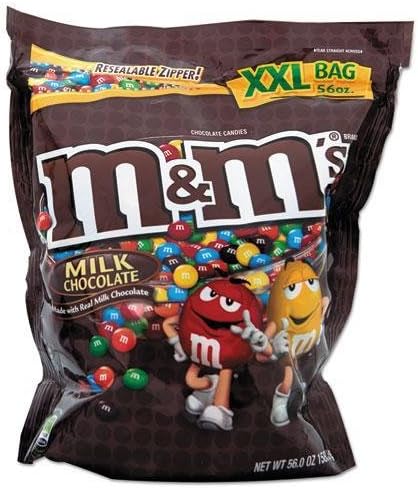 MANDM 827470 Milk Chocolate w/Candy Coating, 56 oz Bag