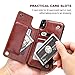 iPhone Xs Max Wallet Case with Card Holder,OT ONETOP Premium PU Leather Kickstand Card Slots Case,Double Magnetic Clasp and Durable Shockproof Cover 6.5 Inch(Brown)