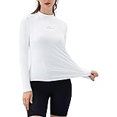 Angel season Women's Long Sleeve Athletic Sun Shirts Rash Guard Stretch Hiking Running Yoga Tops Outdoor, White Size L