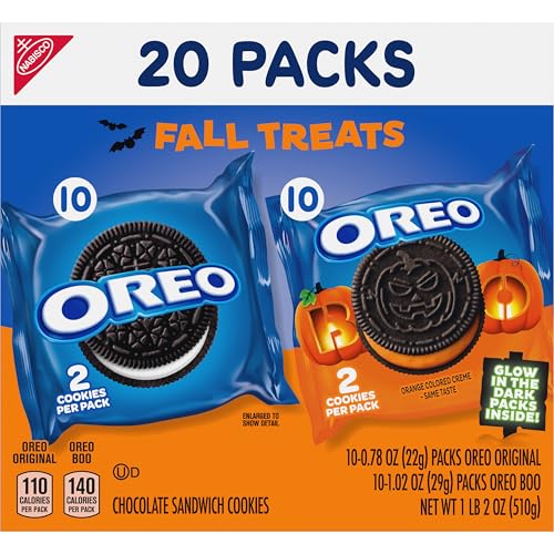OREO BOO! FALL TREATS TRICK OR TREAT HALLOWEEN COOKIES VARIETY PACK, 20 SNACK PACKS (20 COOKIES PER PACK)