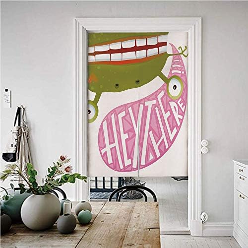 風変わりな装飾 暖簾 目隠し 風景 のれん 幅72 X丈170 逆さま面白い緑のカエルモンスターと言ってちょっとそこ漫画イラスト装飾 麻風グリーン無地和風高級 のれん 目隠しロング暖簾 多色 Tarunniketanpublicschool Com