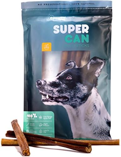 SUPER CAN BULLYSTICKS 12-inch Prime Bully Sticks for Dogs - 100% Natural and Healthy Free Range Angus Beef Sticks for Dogs, Premium Graded Treats & Chews for Canines. (12" Jumbo: 5-PCS)