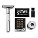 QSHAVE Premium Quality Adjustable Double Edge Safety Razor 700 (1 Razor, 1 Stand, 1 Leather Protective Sleeve & 5 pcs Titanium Coated Blades)