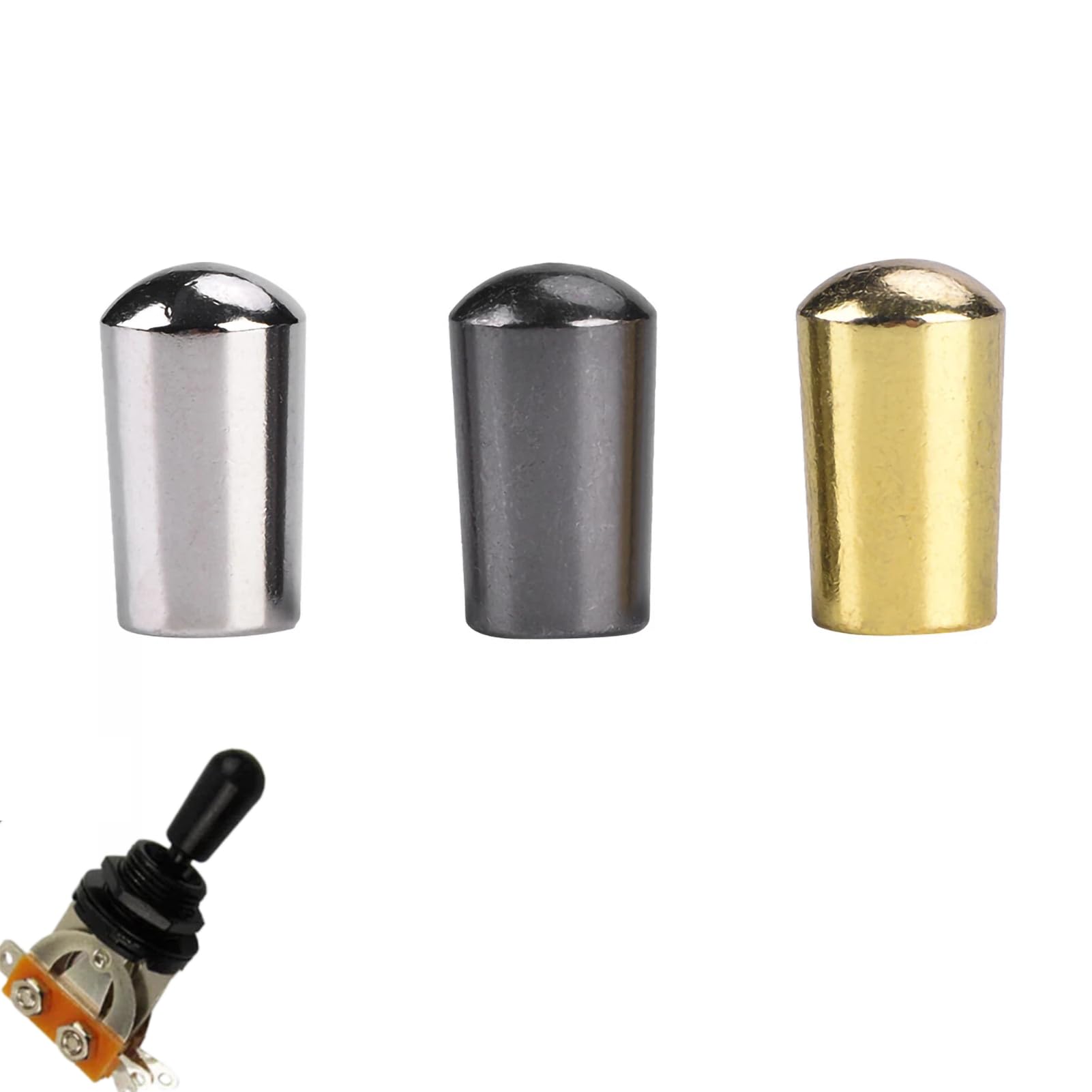 Tomotato Guitar Switch Tip, Premium Copper 3-Way Toggle Switch Selector Knob Cap with 3 Sizes 3.5mm/4mm Thread for Electric Guitar Parts Replacement