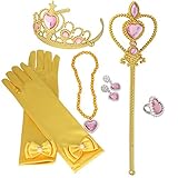 XiangGuanQianYing Tiaras and Crowns for Little Girls 8Pcs Set with Princess Wands Princess Gloves Princess Tiara Necklaces Earring and Ring