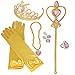 Tiaras and Crowns for Little Girls 8Pcs Set with Princess Wands Princess Gloves Princess Tiara Necklaces Earring and Ring Golden