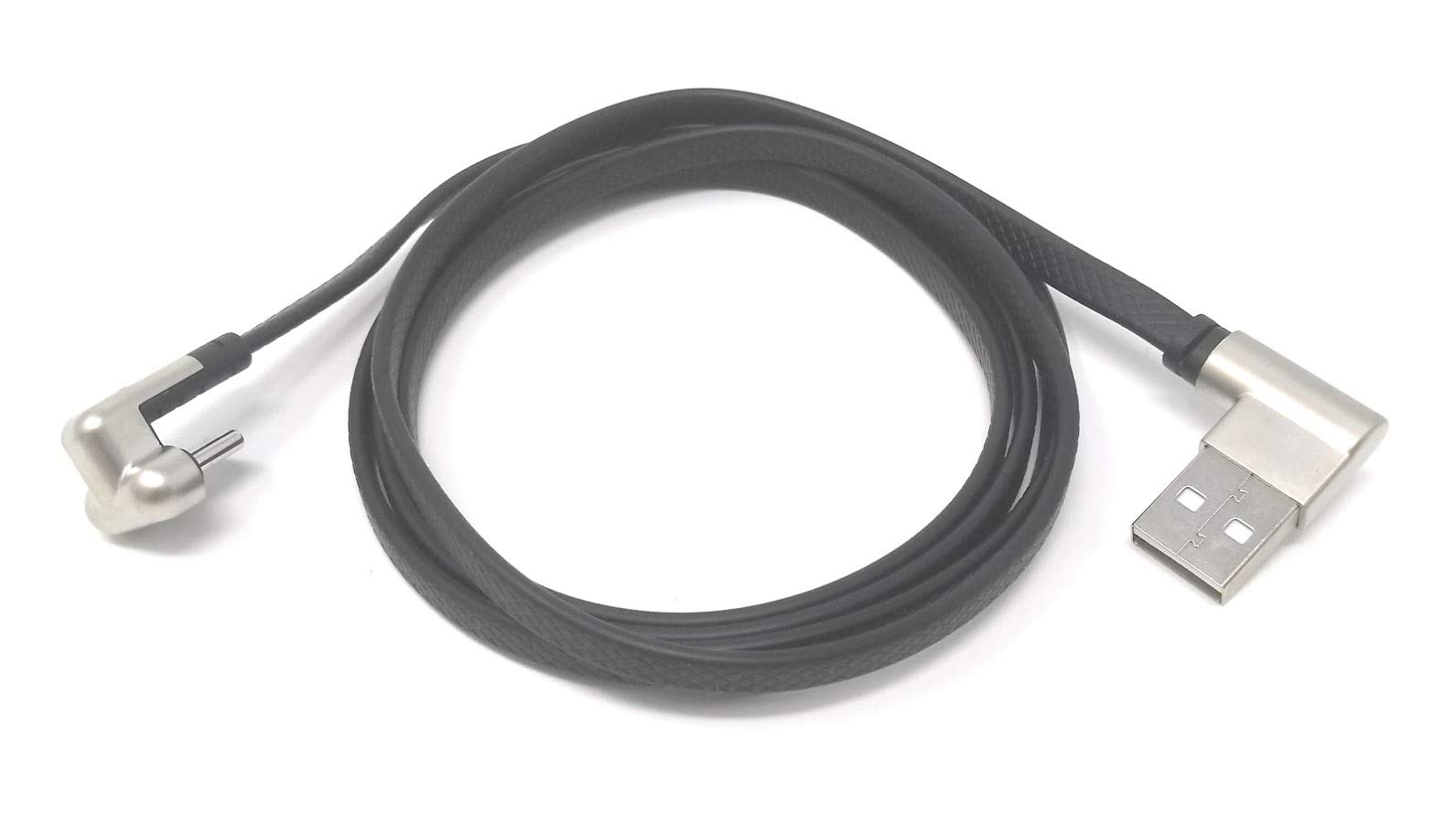 System-S USB 3.1 Type C 180° Angled to USB A Right Angled Flat Cable 123 cm